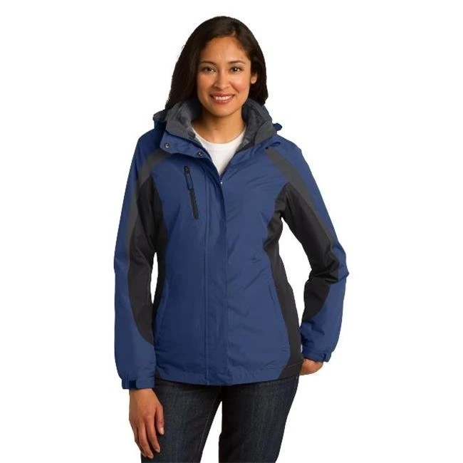 Port Authority L321 Женская цветная куртка 3 в 1 Admiral Blue Black &amp Magnet Grey-Small | одежда