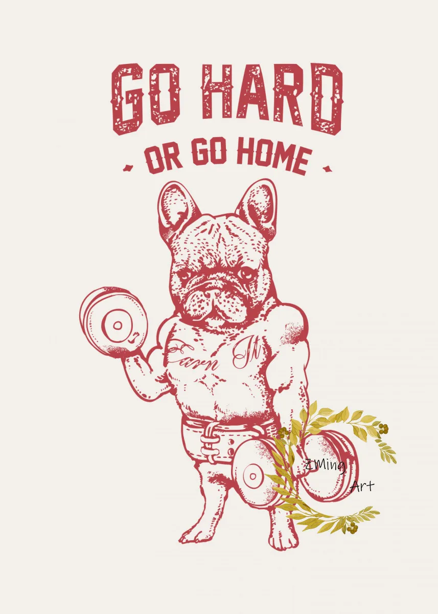 GO HARD или HOME мопса Шелковый постер к фильму настенный плакат | Дом и сад