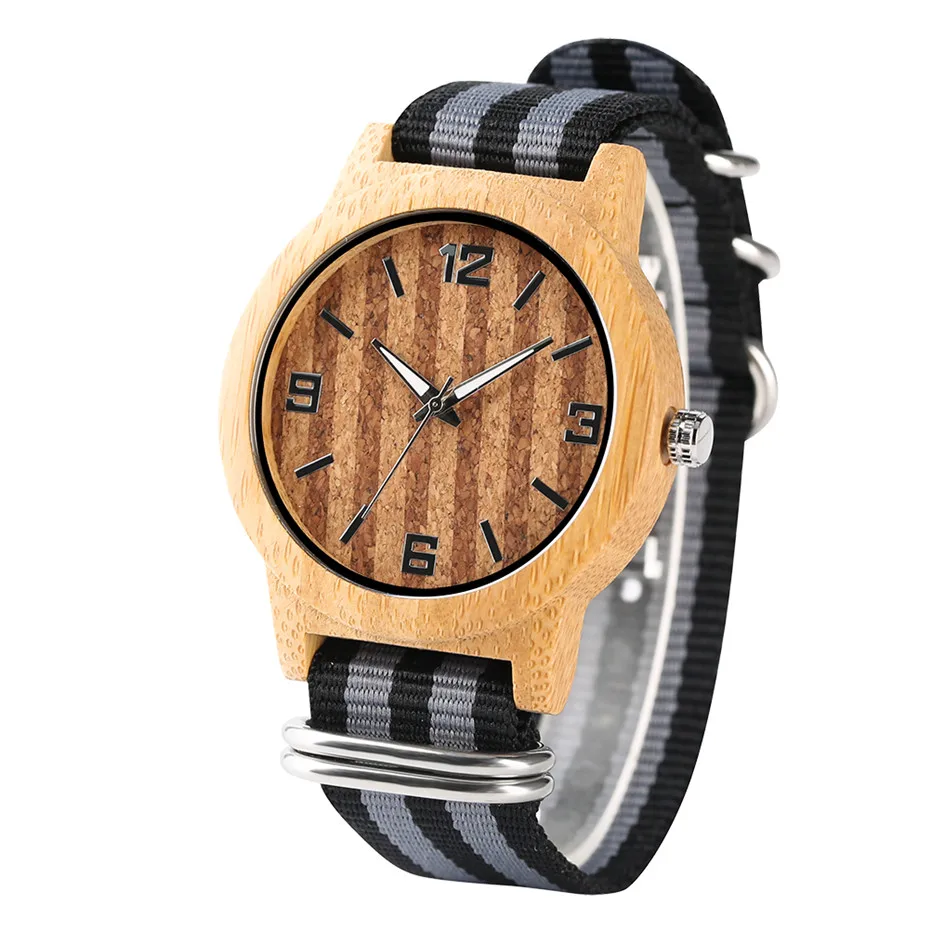 

Business Casual Bamboo Wooden Mens Watches Nylon Strap Quartz Man Wrist Watch Wood Timepieces 2019 New Male Clock Birthday Gifts
