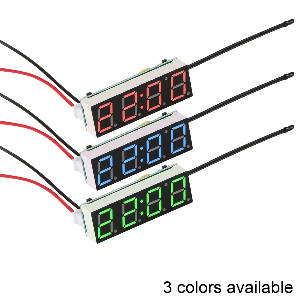 Автомобильные электрические часы цифровой таймер светодиодный дисплей светодиодные цифровые часы температура часы термометр Вольтметр зеленый синий красный свет