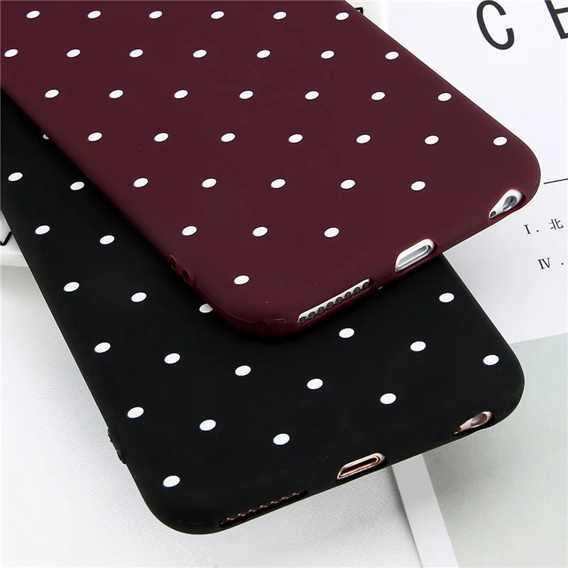 Ottwn Wave Dots Polka Cover For iPhone 6 7 8 Plus X XS Max XR Wave Dots Case For iPhone 6 6S Plus Soft Silicon Cover Phone Bag
