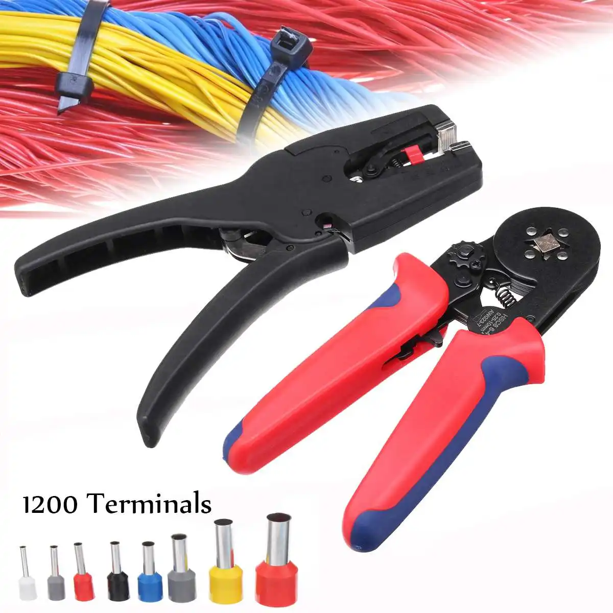 

Black 1200Pcs Terminal Kit Crimpong Tool Electric Wire Cutter Pliers Stripper Cable Cutting Crimper Plier Electrician Hand Tools