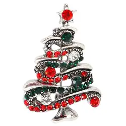 Рождественская брошь с деревом булавка Рождественские украшения покрытые стразами шарфы зажим для шали Рождественский орнамент Jewe