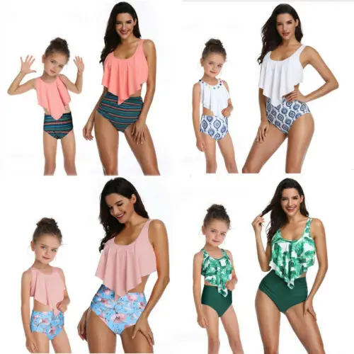 

PUDCOCO Newest Parent-Child Two-Piece Swimsuit Sets Kids Women Summer Swimming Swimwear Family Matching Bodysuit Sets
