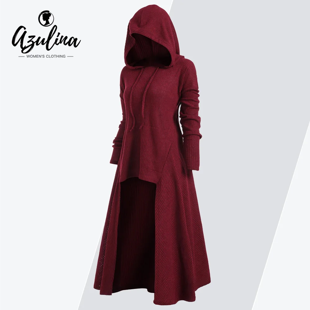 

Rosegal Drawstring Plus Size Hooded Ribbed Sweater Female Casual Long Sleeve High Low Sweaters Women Pullover Jumpers Pull Femme