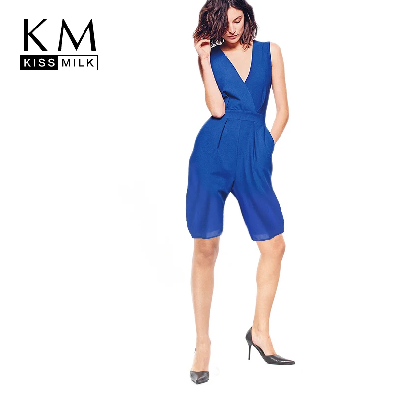 

Kissmilk Large Size Front&Back Deep V Playsuit-Adjustable Waist Strap Playsuit