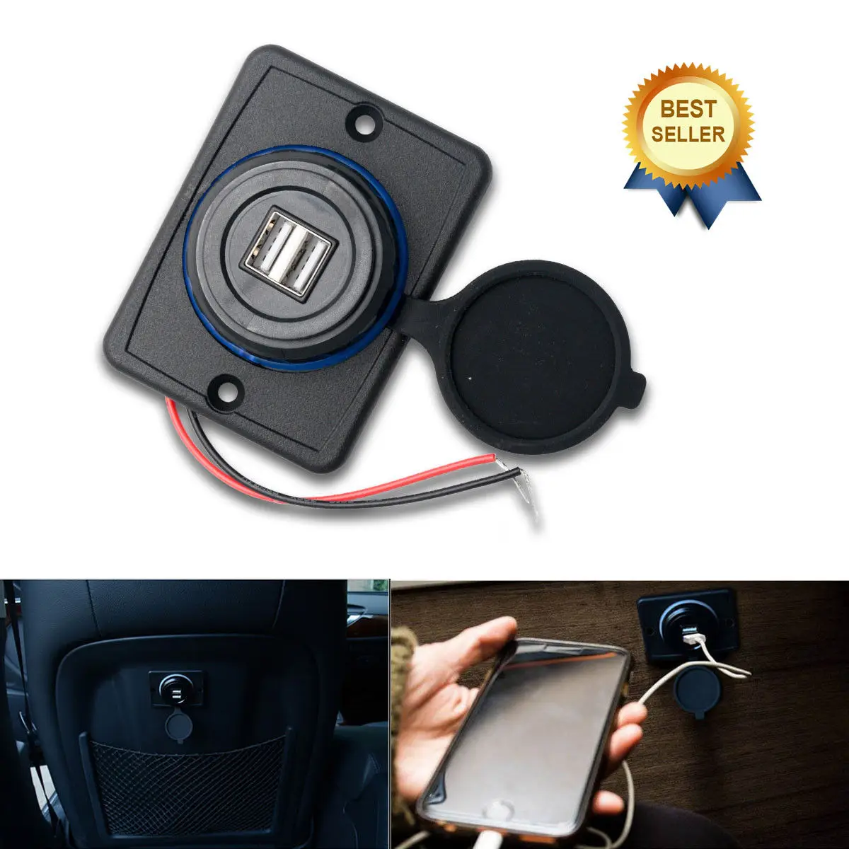 DC 12 V/24 V Двойная USB автомобильная USB зарядка розетка панель проводов прикуриватель для грузовика для машины, лодки, мотоцикла