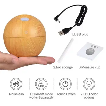 

USB Aroma ESSential Oil Diffuser Ultrasonic Mist Humidifier Air Purifier Color Change LED Night light for Office Home 130ml