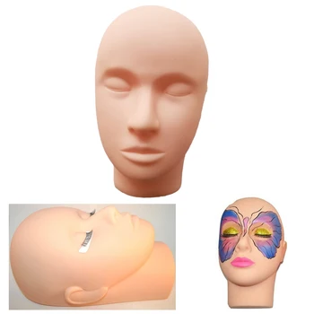 

Silicone Eyelashes Massage Practice Mannequin Head + Desk Table Clamp Holder Realistic Surface Texture Simulative