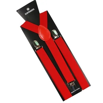 

OLOME Vintage Elastic Red Black Suspenders Men Braces Mens Women Suspender For Trousers Wedding Suspensorio Skirt
