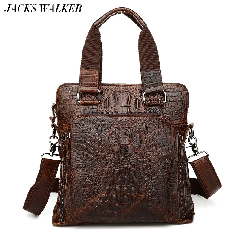 

New Luxury 100% Cow Genuine Leather Business Men's Briefcase Male Shoulder Bag Real Leather Luxury Alligator Men Messenger Bag