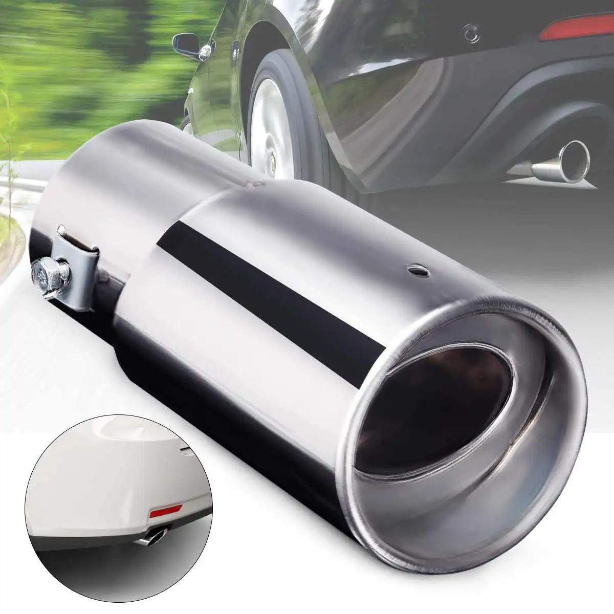 

Silver Chrome Straight Muffler Pipe Tips Exhaust Trim Tail Pipe for Car SUV Truck Stainless Steel Exhaust Muffler