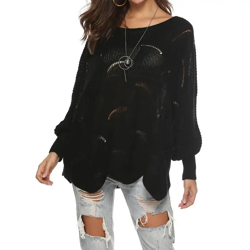 Loose Fitting Casual Large Size Sweater Ladies Round Neck Hook Flowers Hollow Long Sleeve Autumn Winter Warm Soft Sweater Women Loose Fitting Casual Large Size Sweater Ladies Round Neck Hook Flowers Hollow Long Sleeve Autumn Winter Warm Soft Sweater Women
