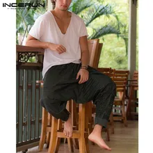 Индийский стиль шаровары в стиле хип-хоп брюки мужские мешковатые брюки широкие ноги с заниженным шаговым швом свободные фитнес джоггеры танцевальные тренировочные брюки Pantalon Masculina