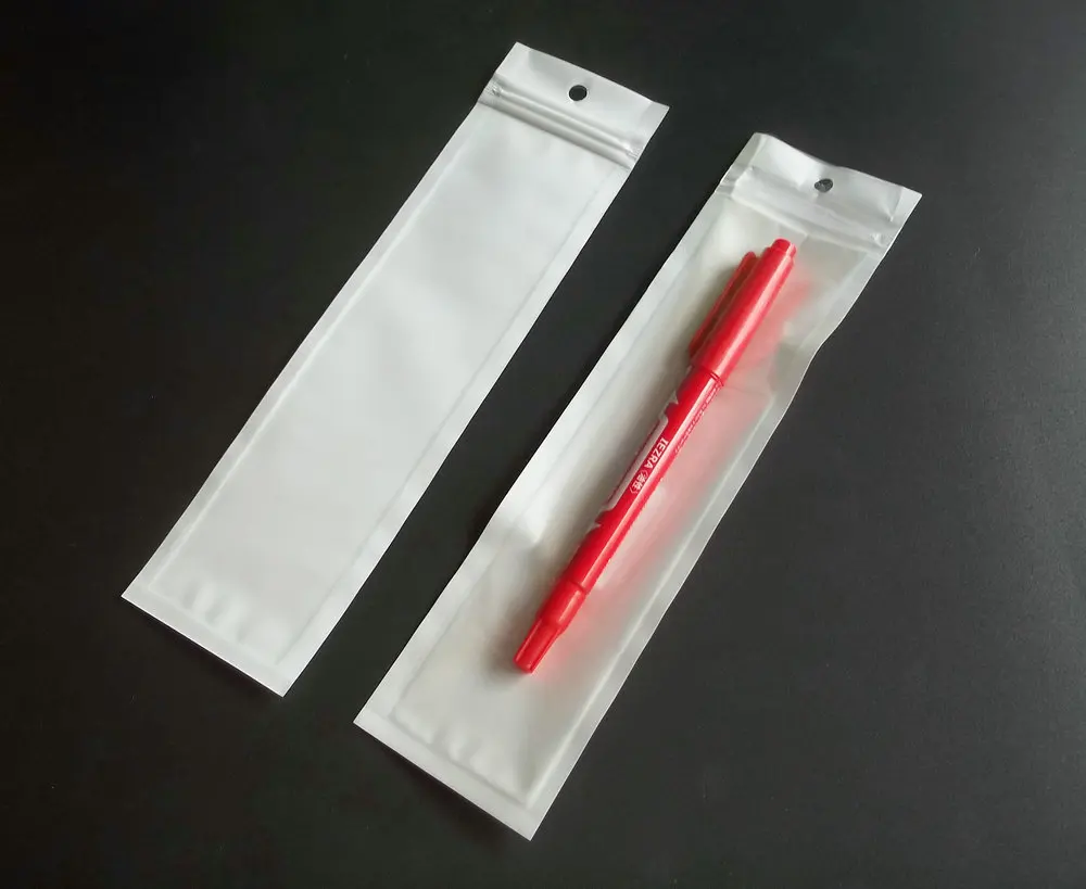 

1000pcs/lot white Clear zipper Plastic Retail Package bag,zip lock Hang Hole Poly PP pen stylus necklace packing bag