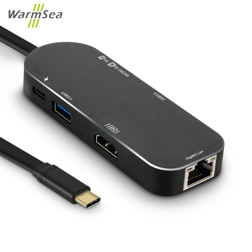 

USB C HUB Adapter Dongle Dock with Type C PD Power 4K Video HDMI SD Card Reader Gigabit Ethernet Adapter USB-C Type-C 3.0 HUB