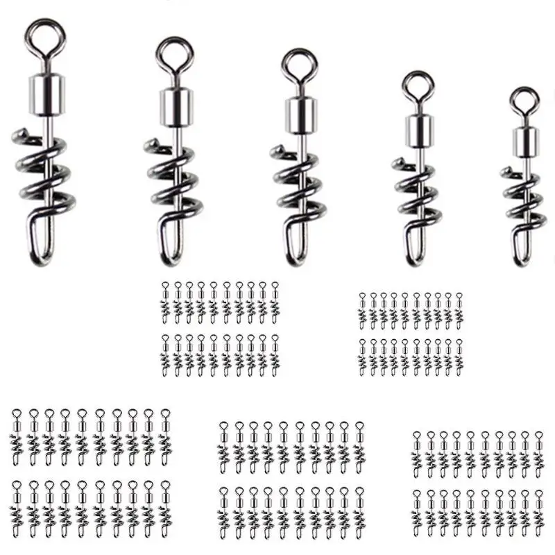 

20pcs Spring Lock Pin Stainless Steel Soft Bait Lure Spring Lock Pin Fishing Connection Fishing Barrel Swivel Solid Ring