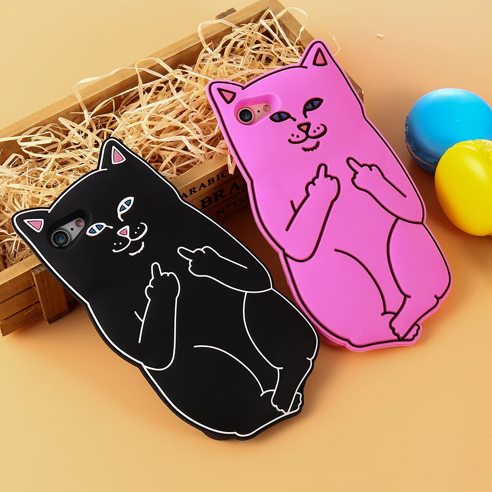 KISSCASE Cute 3D Cartoon Cat Case For iPhone 6 6s 5 5s SE Lovely Soft Silicon Phone Cases 7 Plus Back Cover |
