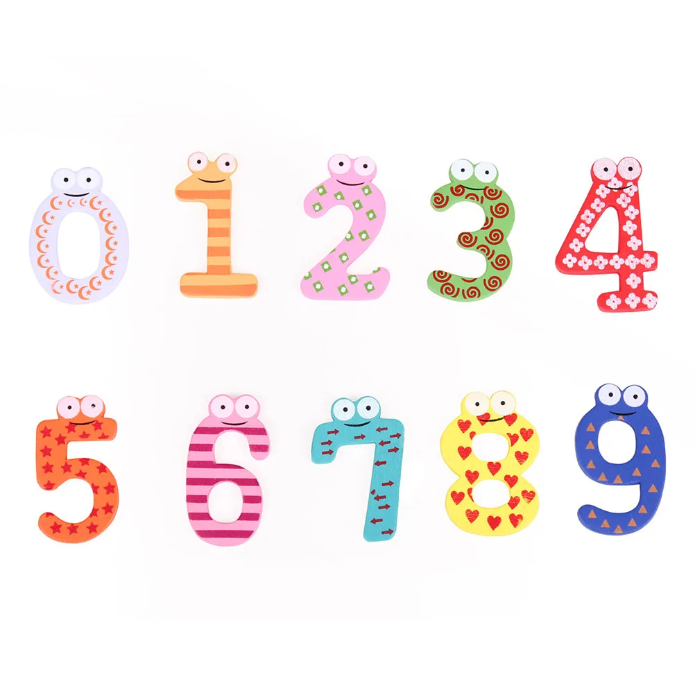 

10pcs Creative Funny Cute Wood Decor Sticker Number Sticker Digital Refrigerator Sticker for Kid Child Baby