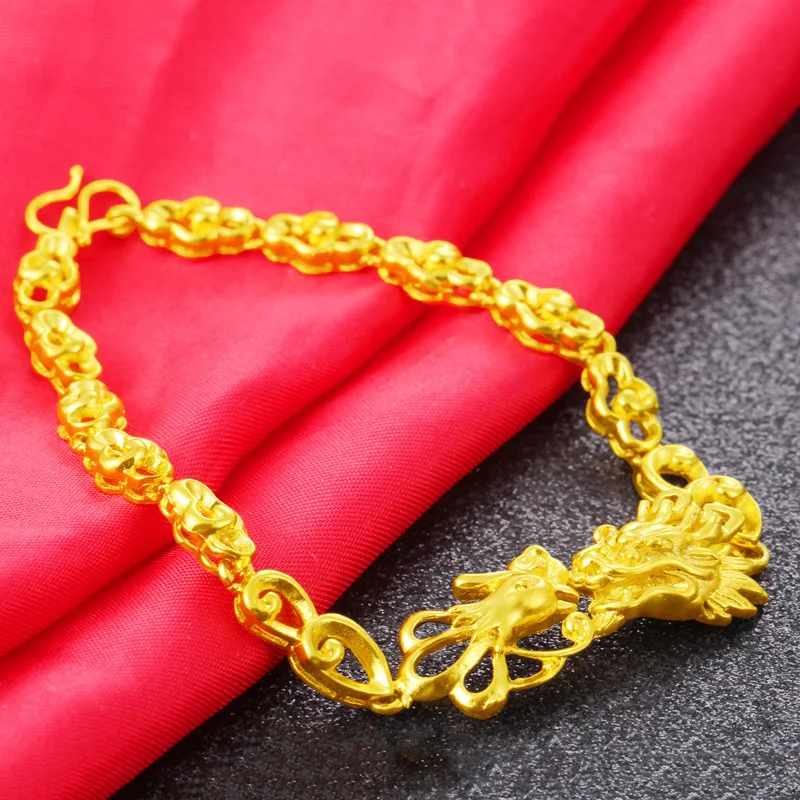 

Vietnam Alluvial Gold Bracelets Gold Lucky Dragon Gold Bracelets Designs for Women Wedding Jewelry