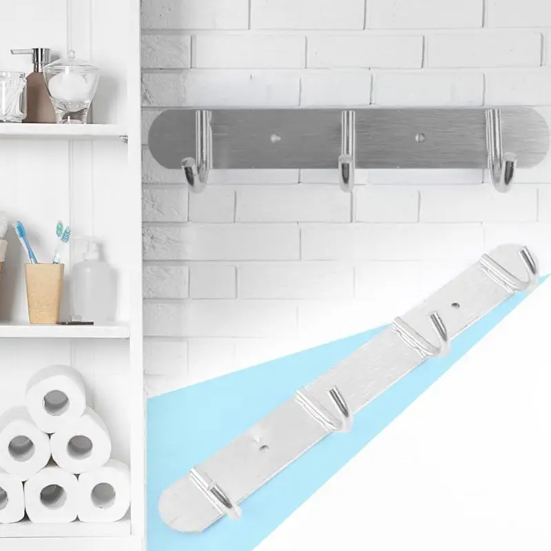 Best 3 4 Holes Wall Mounted Hanger Hooks Coats Rack Wall Hooks Clothes Rails for Kitchen Bathroom Room Cloth Towel Rack Coat Hat
