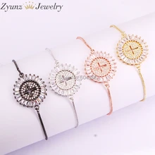 10 шт. ZYZ333-5490 круглый крест соединитель браслет, микро проложить прозрачный CZ ювелирные изделия крест браслет