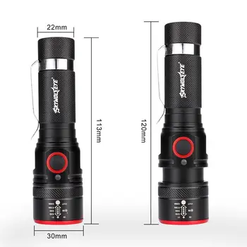 

Skywolfeye T122 Aluminum Alloy Telescopic Focusing Flashlight USB Charging 2000LM 3 Mode Waterproof Outdoor Flashlight