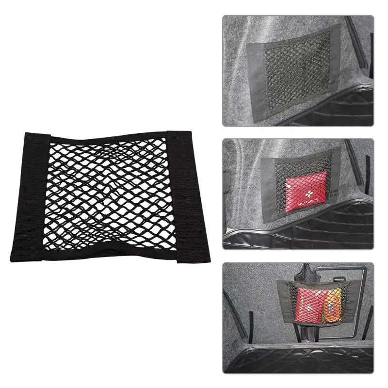 

VODOOL Car Stowing Back Rear Trunk Seat Elastic String Dual Layer Net Mesh Storage Bag Pocket Cage Holder Organizer Container