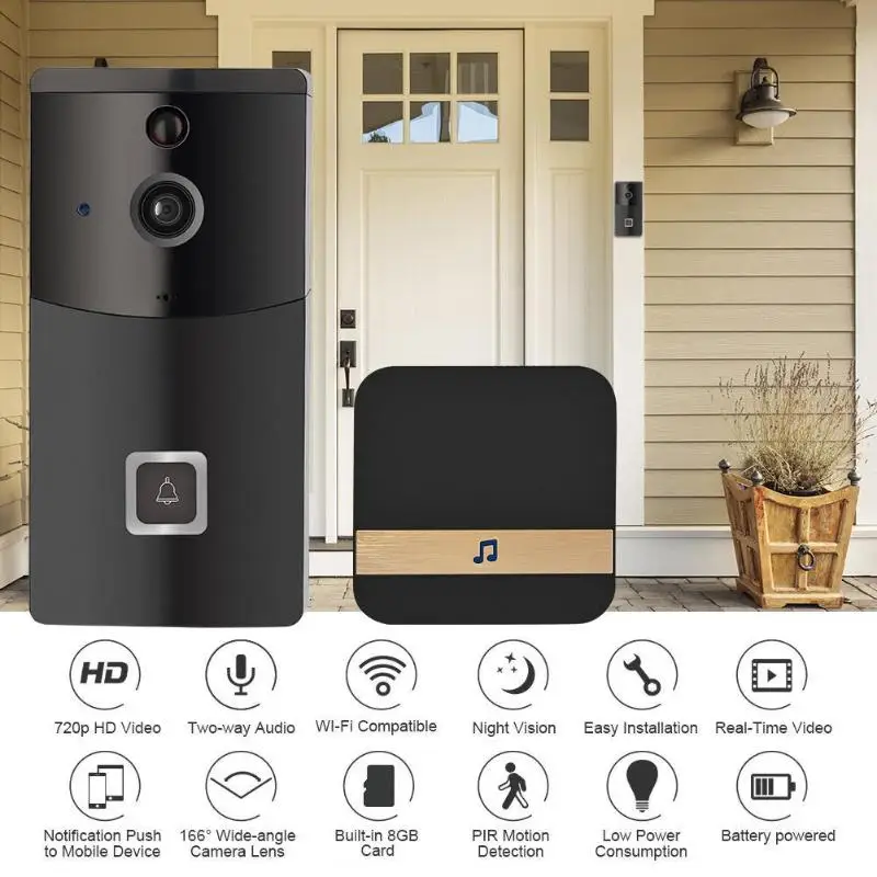 B10 видеодомофон Wi-Fi видео-телефон двери дверной звонок Беспроводная камера Wi-Fi для дверного звонка для квартиры ИК-сигнализация