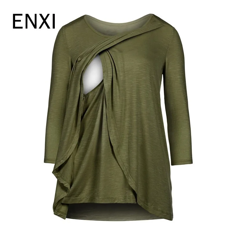 

Real Sample Plus Size Pregnancy Autumn Spring Full Sleeves Maternity Clothes Breastfeeding T-shirt Nursing Clothes For Women
