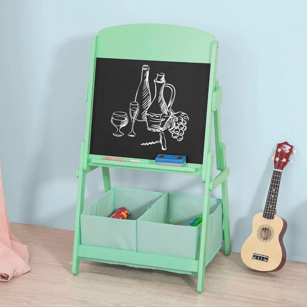 

SoBuy KMB03 Children Kids Art Easel Blackboard Chalkboard with 2 Storage Boxes