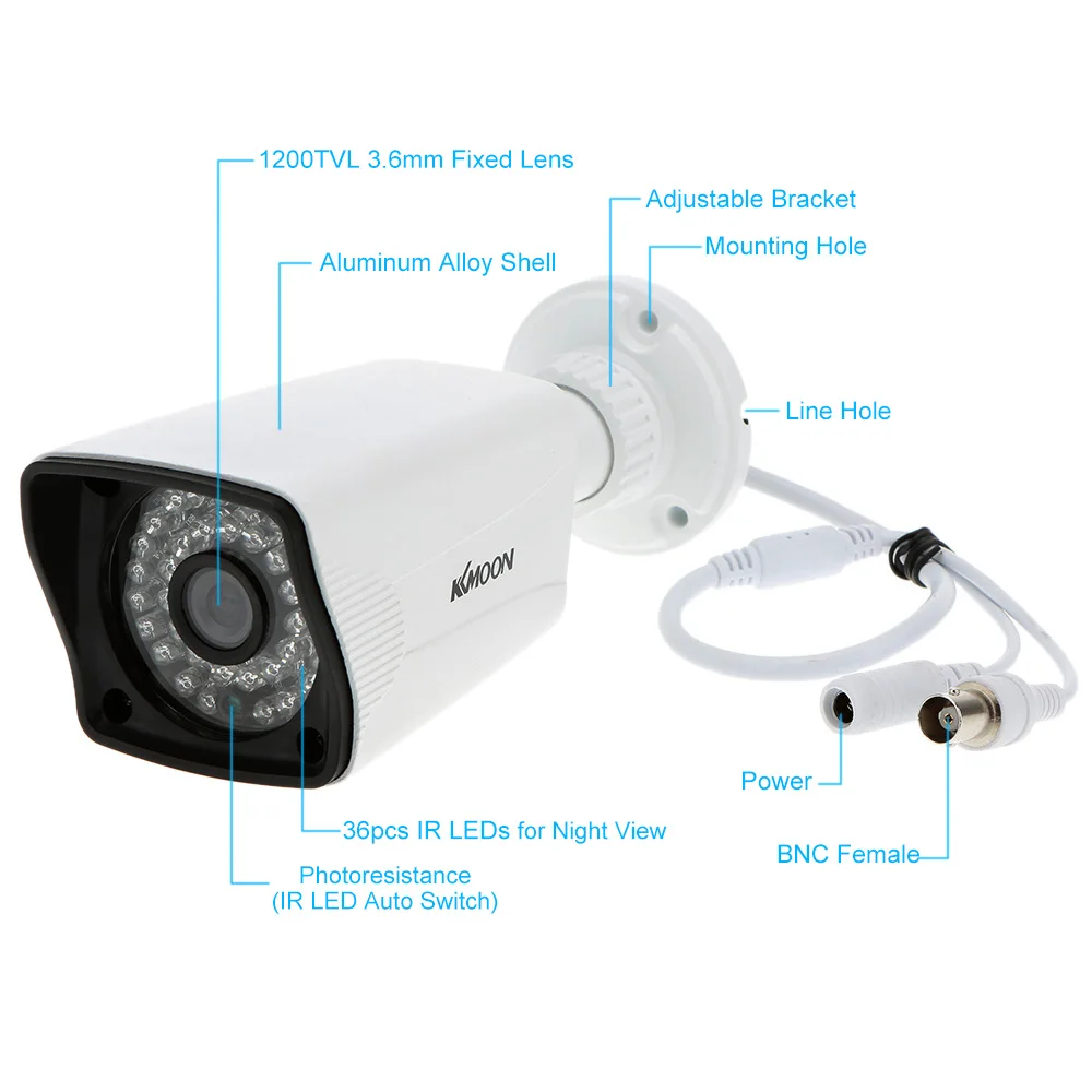 Камера видеонаблюдения KKmoon HD 1200TVL 1/3 дюйма CMOS 36 светодиодов|Камеры