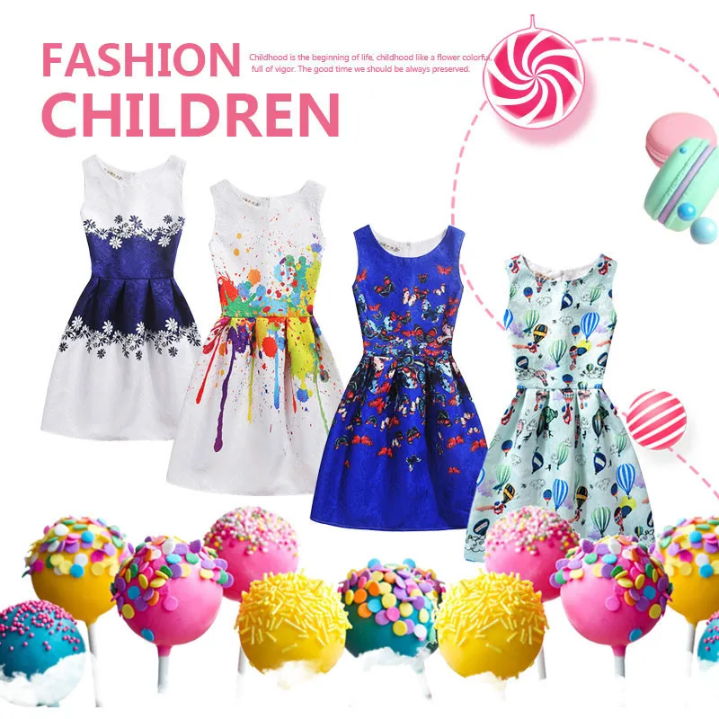 

Fashion Kids Baby Girls Princess Dresses Lovely Sleeveless Butterfly Dresses Birthday Party Outfits Children Clothing