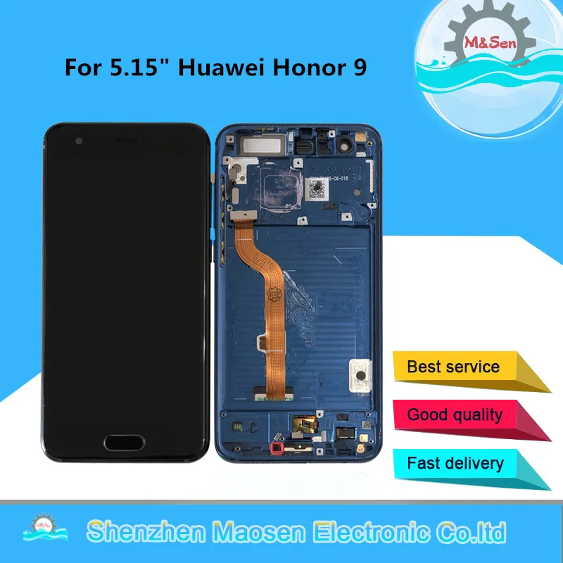 ЖК экран с дигитайзером на Huawei Honor 9 дисплей и сенсорная панель рамкой 5 15 дюйма M &