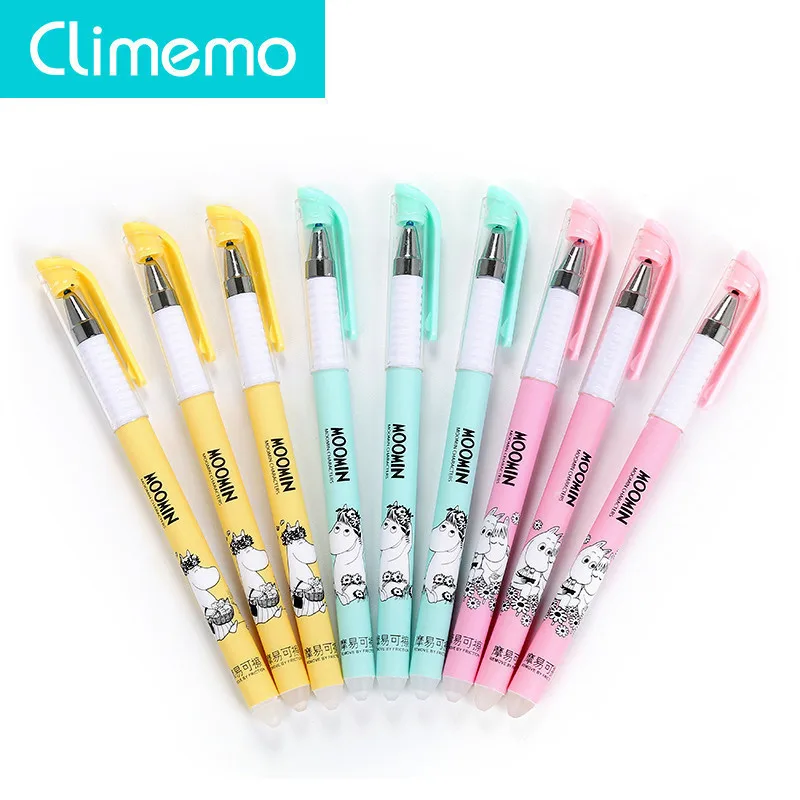 

3Pcs/Lot Cute Erasable Pen For School & Office Supplies 0.38mm Kawaii Cartoon Gel Ballpoint Pen Magical Black/Blue Ink Writing