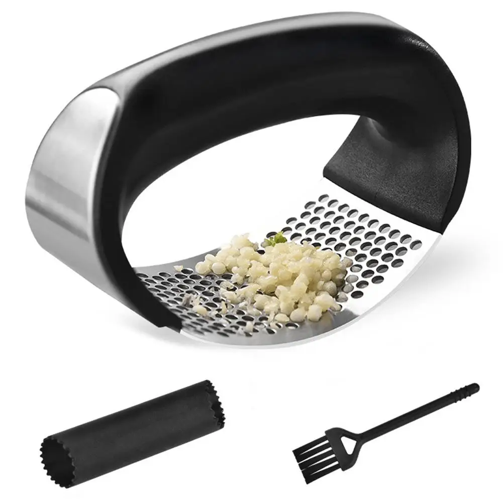 

Stainless Steel Masher Set Household Manual Garlic Ginger Peeling Tool Press Mincer Kitchen Accessories Rust-proof Peeling Tube