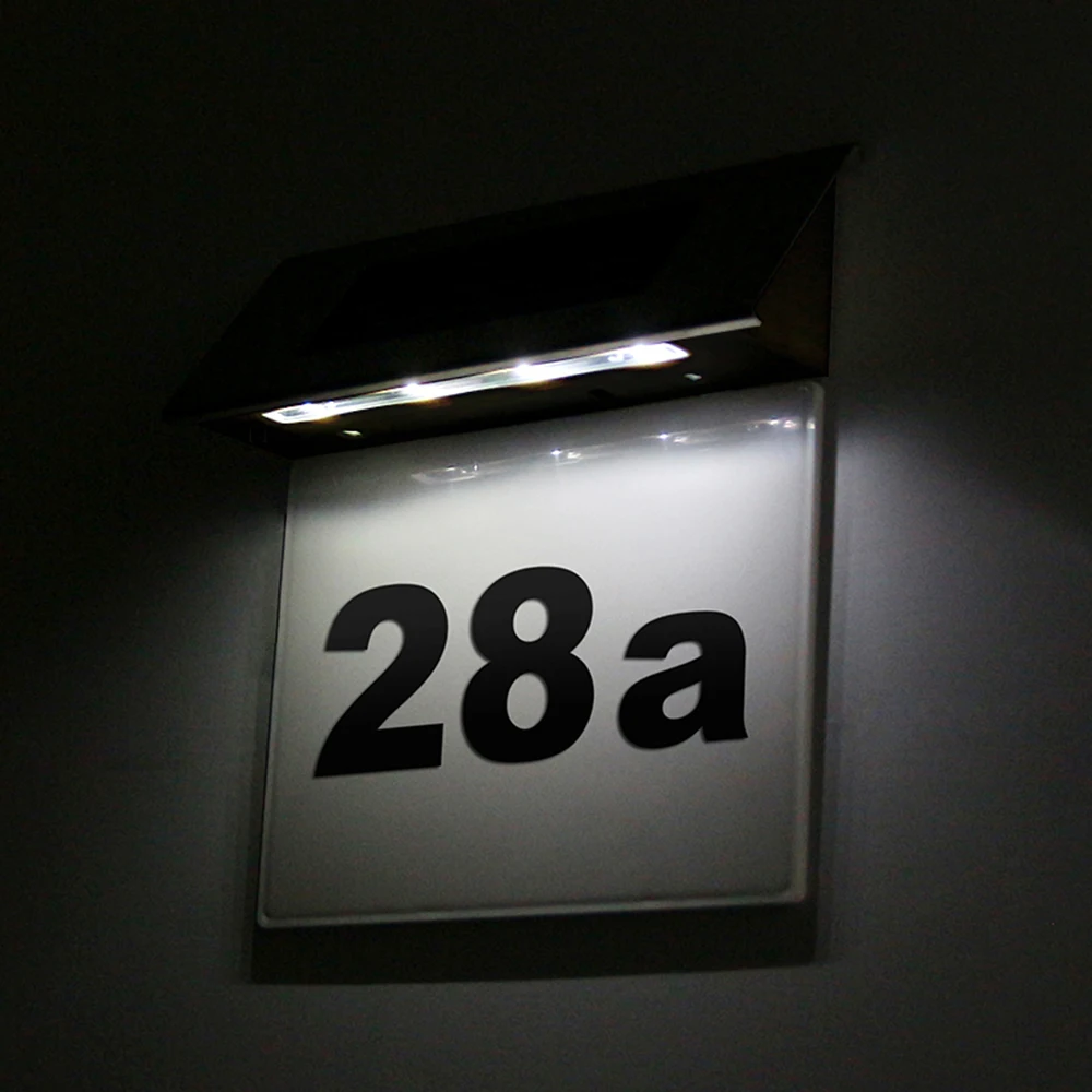 LED Solar Powered Wall Light LED Doorplate Lamp Stainless Outdoor Apartment House Porch Numbers Light With Backlight