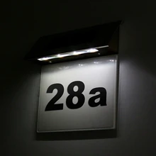 LED Solar Powered Wall Light LED Doorplate Lamp Stainless Outdoor Apartment House Porch Numbers Light With Backlight