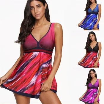 

Two Piece Women Tankini Set Print Swimwear Strapless Swim Suit 2019 Summer Beachwear Red Push Up Bathing Suit Plus Size 2XL 3XL