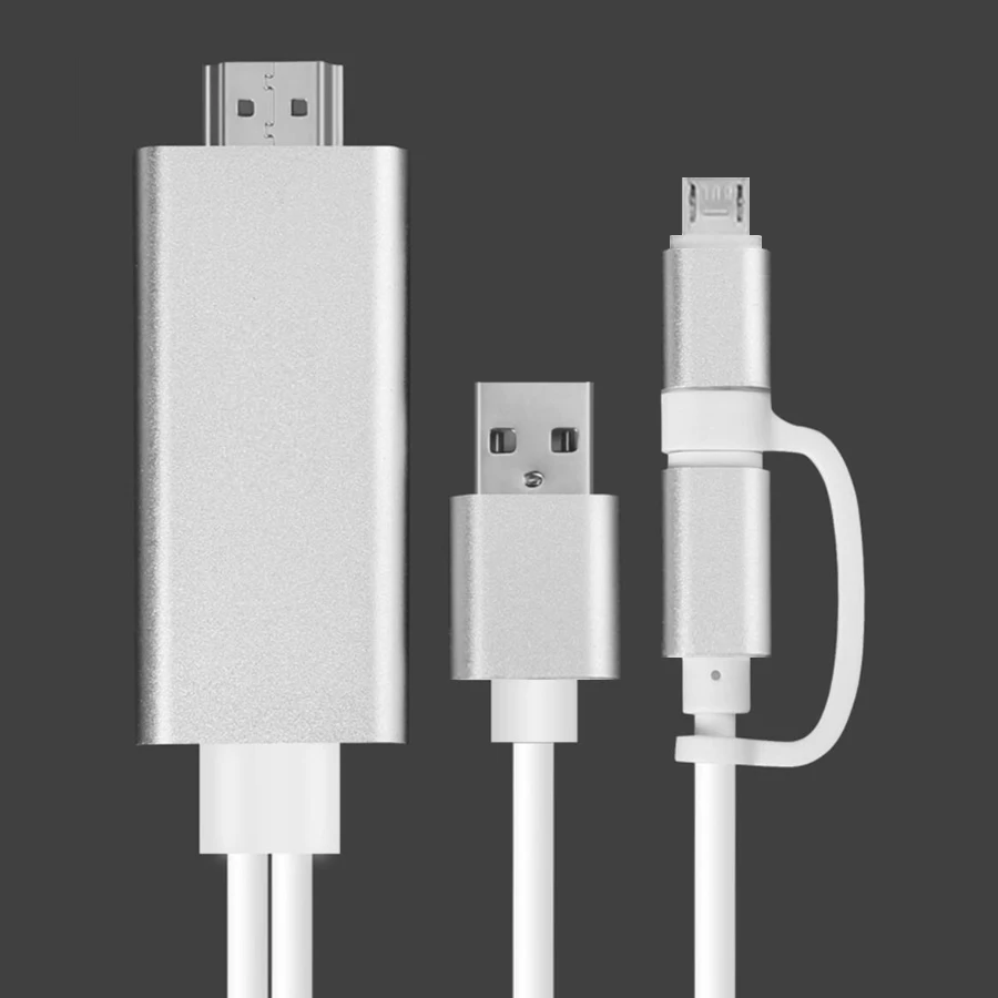 

2 in 1 Micro USB to HDMI Cable for Samsung A7 J5 HDMI Converter for Lightning to HDMI Cable for iPhone X 8 6 Digital AV Adapter