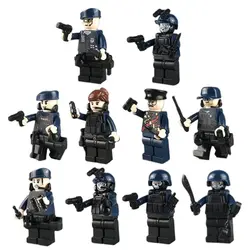 Hot 10 style Police SWAT Team Building блоки DOLL игрушки для детей DIY аксессуары игрушки обучающая игрушка для детей Подарки-черный