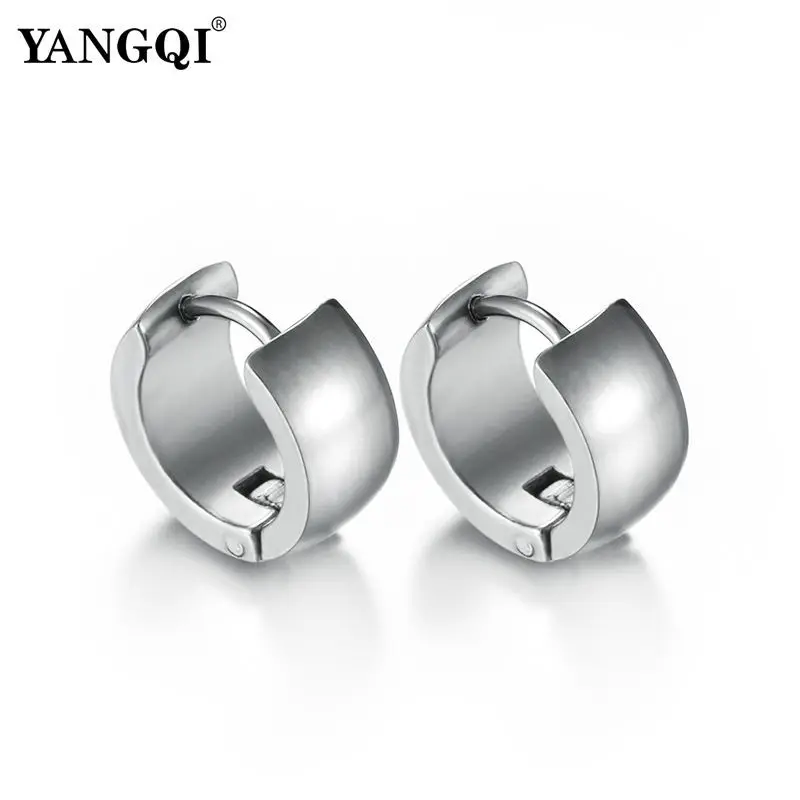 

YANGQI Minimalism Design Stainless Steel Round Small Hoop Earrings for Women Men Punk Earrings Accessories Male Jewelry 3 Colors