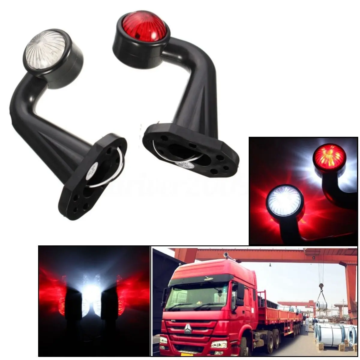

12 LED DC 10-24V Elbow Side Marker Light Indicator Lamp E-Marked Tail Lights Trailer Lights Truck Taillights 2pcse/set