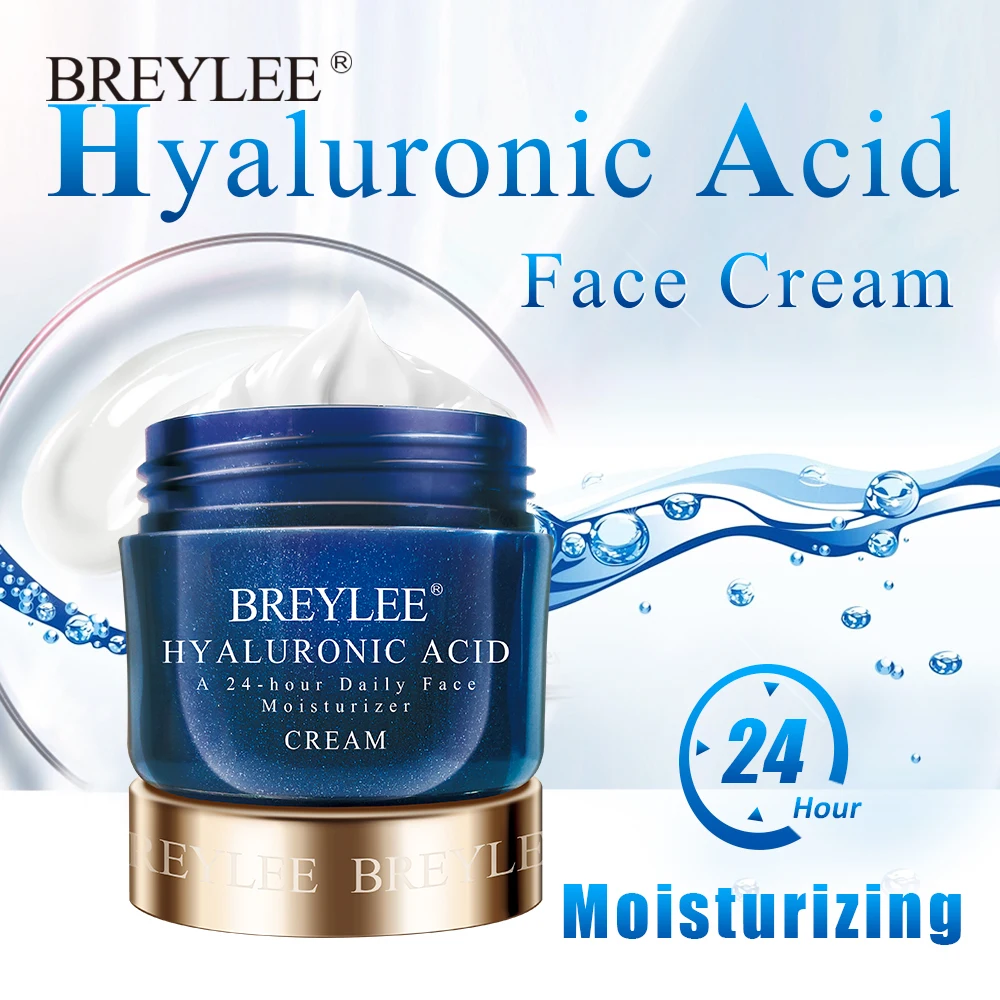 Breylee Hyaluronic Acid Moisturizer Face Cream For Expensive Whitening Facial Skin Care A 24-hour Daily Acne Treatment Cream 40g