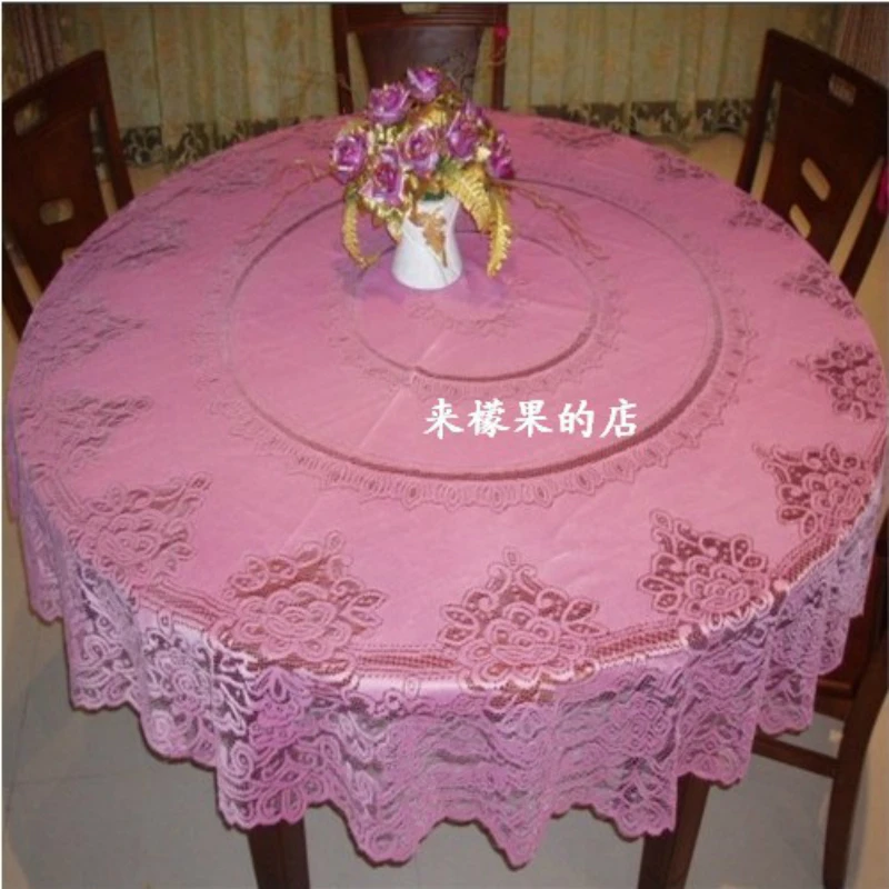 

240cm Round Tablecloth Lace Glass Table Cloth Simple Modern Chemical Fibre Botany Flowers And Plants Round Table Cloth Nappe Lin