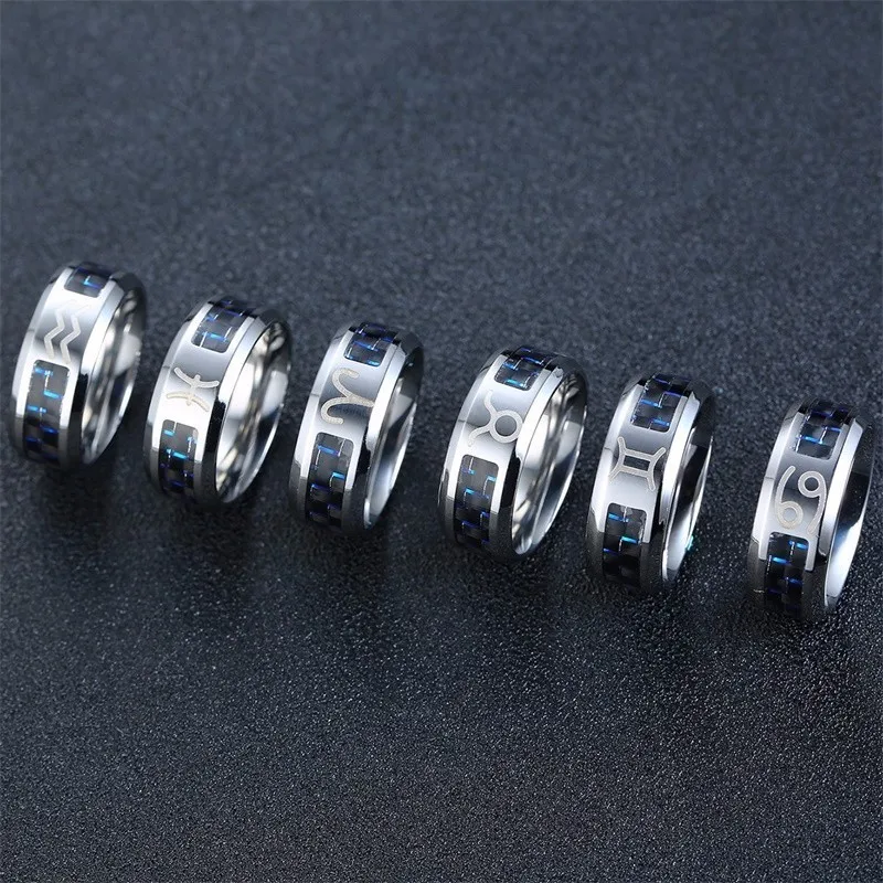 VNOX 8mm Stainless Steel Ring - 'World's Best Dad' Inside, Carbon Fiber Inlay Band | Gift For Father's Day