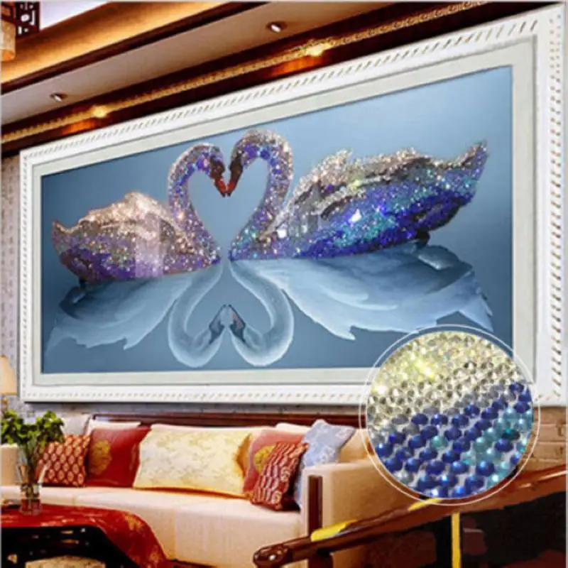 

1PC 5D Swan Embroidery Diamond Painting Picture Cross Stitch Kit Home Decor Craft