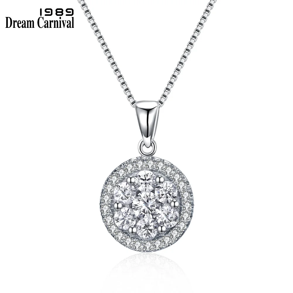 

DreamCarnival 1989 New Sterling Silver Pendant Necklace Women Cubic Zirconia Fine Chain Jewelry Wholesale Drop Shipping SZ12452R