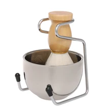 Профессиональная 3 в 1 щетка для бритья+ чаша для бритья+ подставка для бритья держатель для удаления волос борода щетка для ухода за бородой Набор для бритья