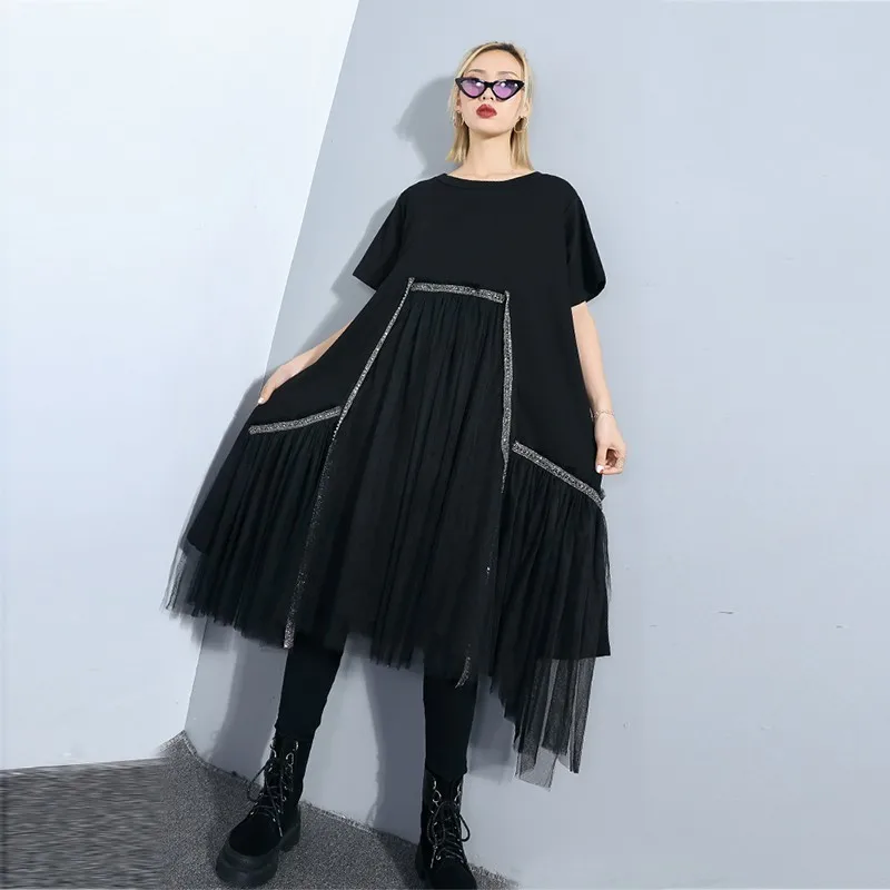 CHICEVER весеннее винтажное Черное женское платье с круглым вырезом и коротким